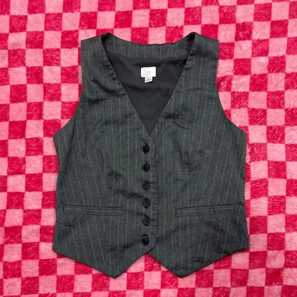 A New Day Pinstripe Gray Vest - Picture 1 of 5